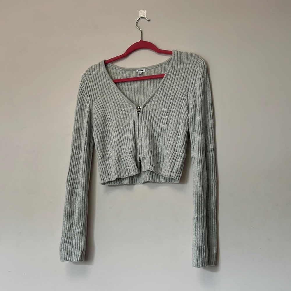 Garage zip front longsleeve cropped sweater